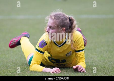 Sittard, pays-Bas. 12th févr. 2023. Sittard, pays-Bas, 10 février 2023: Jarne Teulings (16 Fortuna Sittard) pendant le match de l'Azerion Eredivisie Vrouwen entre Fortuna Sittard et le PSV au stade Fortuna Sittard, pays-Bas. (Leitting Gao/SPP) crédit: SPP Sport presse photo. /Alamy Live News Banque D'Images