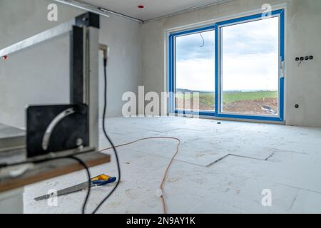 isolation des sols avec du polystyrène pour le chauffage au sol Banque D'Images