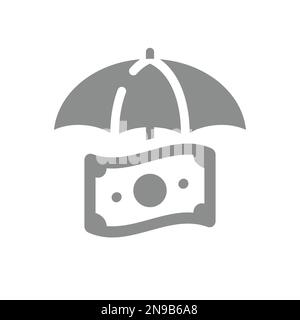 Billet de banque avec icône représentant un vecteur. Symbole argent, assurance financière et sécurité. Illustration de Vecteur