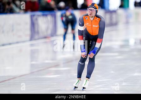 Dordrecht, pays-Bas. 12th févr. 2023. TOMASZOW MAZOWIECKI, POLOGNE - FÉVRIER 12: Wesly Dijs des pays-Bas après avoir participé au groupe B hommes 1000m lors de la coupe du monde de patinage de vitesse 5 de l'UIP sur 12 février 2023 à Tomaszow Mazowiecki, Pologne (photo d'Andre Weening/Orange Pictures) crédit: Orange pics/BV Alay Live News Banque D'Images