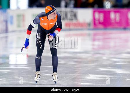 Dordrecht, pays-Bas. 12th févr. 2023. TOMASZOW MAZOWIECKI, POLOGNE - FÉVRIER 12: Tijmen Snel des pays-Bas après avoir participé au groupe B hommes 1000m lors de la coupe du monde de patinage de vitesse 5 de l'UIP sur 12 février 2023 à Tomaszow Mazowiecki, Pologne (photo d'Andre Weening/Orange Pictures) Credit: Orange pics BV/Alay Live News Banque D'Images