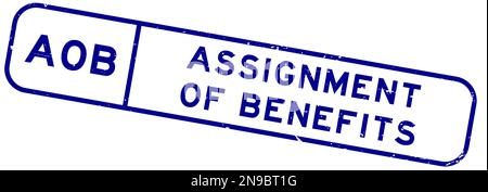 Grunge bleu AOB attribution des avantages mot carré caoutchouc cachet sur fond blanc Illustration de Vecteur
