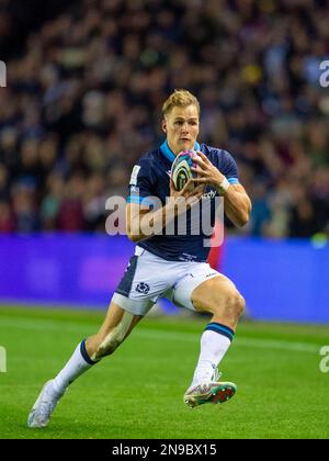 11th février 2023 : Guinness six Nations 2023. ScotlandÕs Duhan van der Merwe pendant le match Ecosse contre pays de Galles, Guinness six Nations à BT Murrayfield, Édimbourg. Crédit : Ian Rutherford Alay Live News Banque D'Images