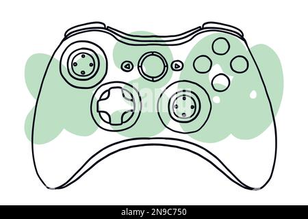 Manette de jeu. Illustration vectorielle en dessin animé à la main, style plat, isolée sur fond blanc. Illustration de Vecteur