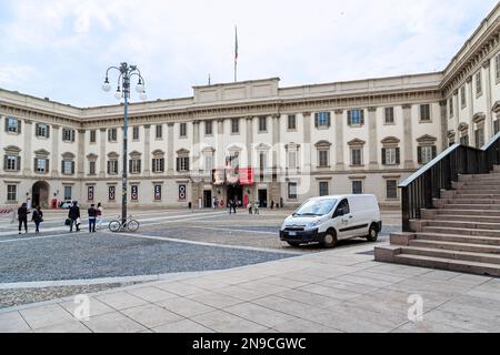 MILAN, ITALIE - 19 MAI 2018 : il s'agit de la construction du Palais Royal, qui abrite actuellement le Musée de la Cathédrale. Banque D'Images