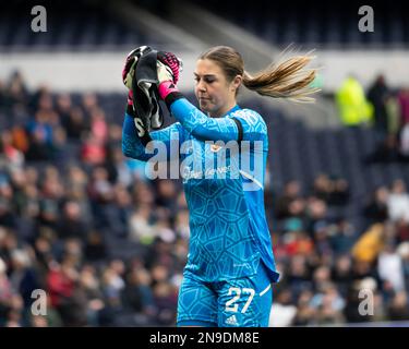 Londres, Royaume-Uni. 12th févr. 2023. Londres, Angleterre, 12 février 2023 le gardien de but de Manchester United Mary Earps (27) jeu de Super League de Womens entre Tottenham Hotspur et Manchester United au stade Tottenham Hotspur, Angleterre. (Daniela Torres/SPP) crédit: SPP Sport presse photo. /Alamy Live News Banque D'Images