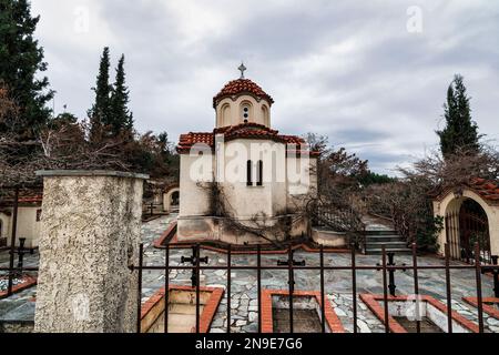 Monastère de Panagia à Markopoulos Oropou à Attica, Grèce. Banque D'Images