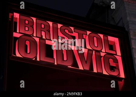 Panneau pour le théâtre Bristol Old Vic à Bristol, Royaume-Uni Banque D'Images