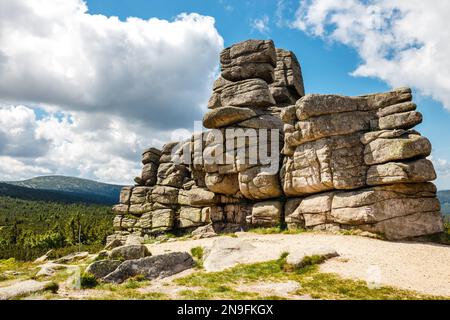 Formation rocheuse de Slonecznik dans les montagnes Karkonosze en Pologne Banque D'Images