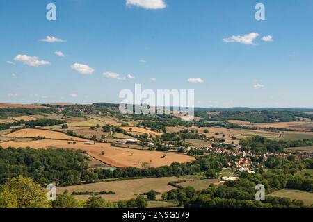 Vue depuis le belvédère de Vézelay vers le sud et le sud-est, Bourgogne, France Banque D'Images