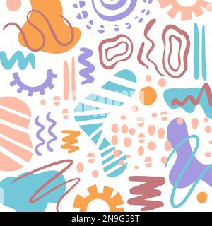 FORMES ABSTRAITES minimaliste childish Vector dessin à la main Folk contemporain Doodle Modern African Design for Fabric Print Forms Background textile Mat Illustration de Vecteur