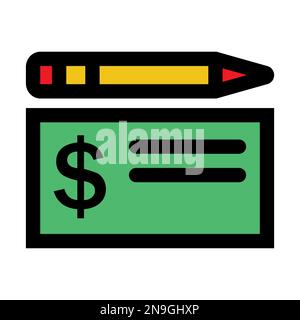 Ligne d'icône de vérification des finances isolée sur fond blanc. Icône fine et plate noire sur un style moderne. Symbole linéaire et contour modifiable. Simple et pixe Illustration de Vecteur