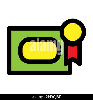 Ligne d'icône de certificat isolée sur fond blanc. Icône fine et plate noire sur un style moderne. Symbole linéaire et contour modifiable. Simple et pixel Illustration de Vecteur