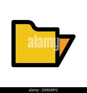 Ligne d'icône de dossier Office isolée sur fond blanc. Icône fine et plate noire sur un style moderne. Symbole linéaire et contour modifiable. Simple et pixe Illustration de Vecteur