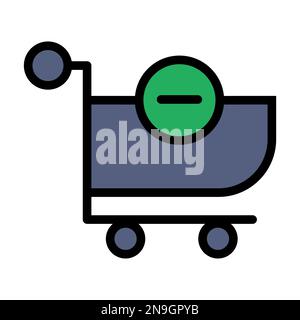 Supprimer de la ligne d'icône du panier isolée sur fond blanc. Icône fine et plate noire sur un style moderne. Symbole linéaire et contour modifiable. Simple et p Illustration de Vecteur