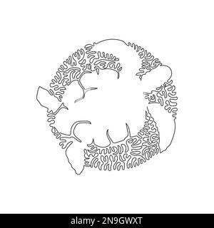 Simple tourbillon ligne continue dessin de belles tortues abstrait art Dessin de ligne continue dessin vectoriel style d'illustration de tortue amicale Illustration de Vecteur