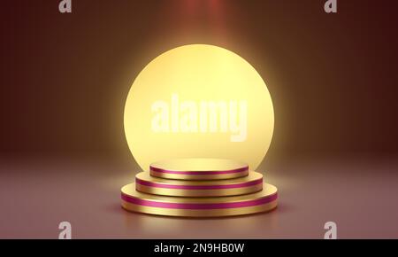 Podium doré avec éclairage, scène Podium avec pour le prix, décor élément fond. Illustration vectorielle Illustration de Vecteur