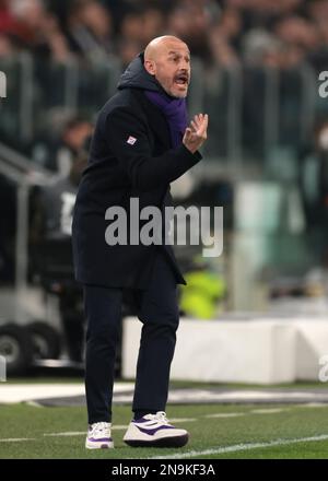 Turin, Italie, le 12th février 2023. Vincenzo Italiano l'entraîneur-chef de l'ACF Fiorentina réagit lors du match de la série A au stade Allianz, à Turin. Le crédit photo devrait se lire: Jonathan Moscrop / Sportimage Banque D'Images