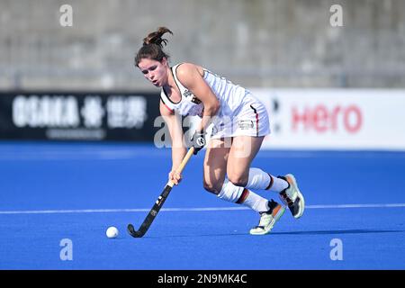 Sydney, Australie. 12th févr. 2023. Linnea Weidemann d'Allemagne l'équipe nationale féminine de hockey sur gazon en action pendant la Ligue Pro de la Fédération internationale de hockey entre l'Australie et l'Allemagne au Centre de hockey du parc olympique de Sydney. Score final ; Australie 3:0 Allemagne. (Photo par Luis Veniegra/SOPA Images/Sipa USA) crédit: SIPA USA/Alay Live News Banque D'Images