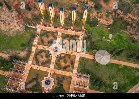 Vue aérienne du jardin arabe à Castro Marim Faro Portugal Banque D'Images