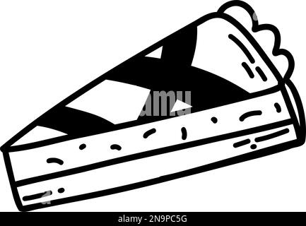 Morceau de tarte Doodle. Illustration vectorielle dessinée à la main d'une tranche de gâteau savoureuse, d'une délicieuse pâtisserie, d'un élément de design de dessert cuit au four Illustration de Vecteur