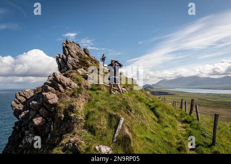 Photographes sur Sybil Head Banque D'Images