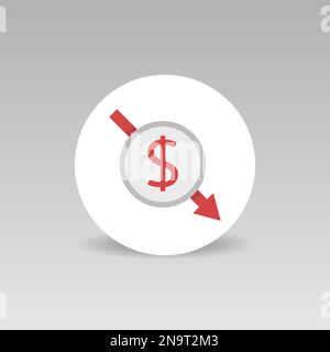 Dollar déclin vecteur autour icône crise Concept2 Illustration de Vecteur