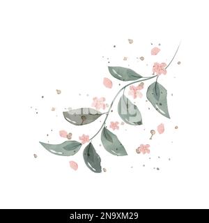 Feuilles aquarelles dans un style élégant. Magnifique fond floral. Illustration vectorielle Illustration de Vecteur