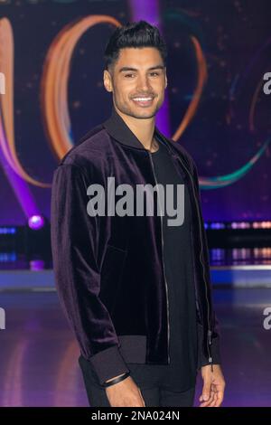 Des patineurs célèbres et leurs partenaires assistent à la séance photo Dancing on Ice au studio ITV de Hemel Hempstead avec: Siva Kaneswaran où: Hemel Hempstead, Royaume-Uni quand: 11 janv. 2023 crédit: Phil Lewis/WENN Banque D'Images