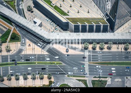 Vue sur la ville de Dubaï depuis le sommet de Burj Khalifa. Banque D'Images