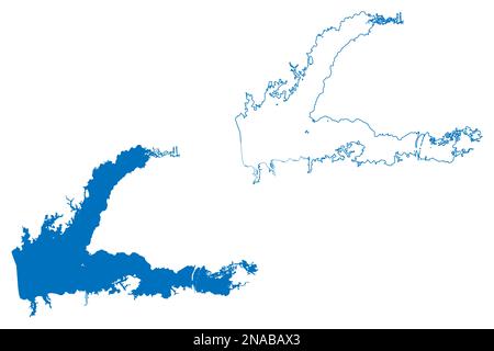 Lake Grenada Reservoir (États-Unis d'Amérique, Amérique du Nord, États-unis, Mississippi) carte illustration vectorielle, croquis à gribouiller carte du barrage de Grenade Illustration de Vecteur
