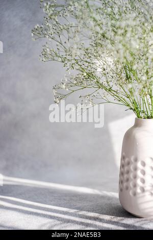 Fleurs de gitsophila blanches dans le vase en céramique Banque D'Images