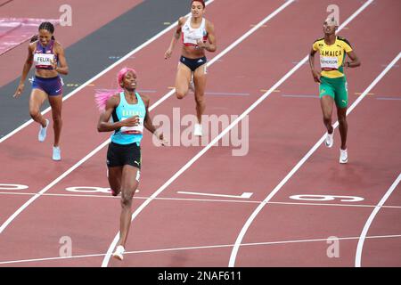 06 AOÛT 2021 - Tokyo, Japon: Shaunes Miller-Uibo, des Bahamas, remporte la médaille d'or des Athletics Women's 400m aux Jeux Olympiques de Tokyo 2020 (photo: Mickael Chavet/RX) Banque D'Images