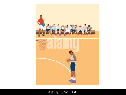 Un joueur de basket-ball est nerveux avant de faire un tir. Banque D'Images