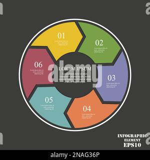 Encerclez les éléments pour l'infographie. Concept commercial avec 6 options, pièces, étapes ou processus Illustration de Vecteur