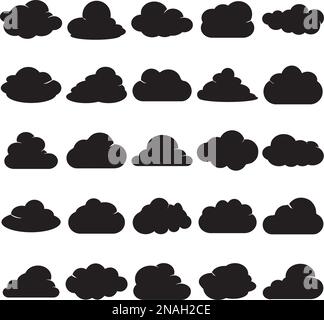 Silhouettes de nuages. Ensemble vectoriel de formes de nuages. Collection de formes et de contours divers Illustration de Vecteur