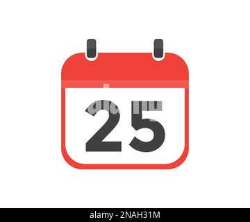 Calendrier simple avec date 25 jour vingt cinq logo design. Icône calendrier jour 25. Symbole de rappel. Date de planification de l'événement. Heure de rendez-vous de la réunion. Illustration de Vecteur