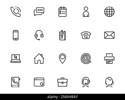 Icônes vectorielles simples. Illustration plate sur un thème de coordonnées et de communication avec le répartiteur d'assistance Illustration de Vecteur
