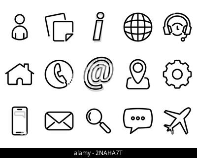 Ensemble d'icônes vectorielles noires, isolées sur fond blanc. Illustration plate sur un thème web éléments, Internet, personnes et support en ligne Illustration de Vecteur