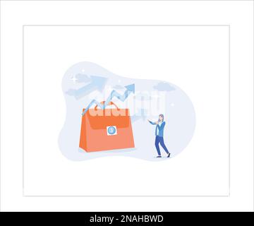 Illustration d'une alimentation saine. Des personnages lisant des informations financières, économiques et mondiales dans les journaux. Personnes analysant de fausses informations dans le medi social Illustration de Vecteur