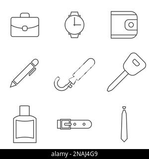 Ensemble d'objets sur le thème des accessoires pour hommes Illustration de Vecteur