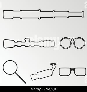 Ensemble d'objets sur le thème de l'observation Illustration de Vecteur