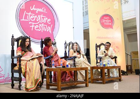 Kolkata, Inde. 12th févr. 2023. Table ronde sur ''l'avenir du lait'' par le docteur Vikram, Sanjoo Malhotra et Anmol Singh Narula en conversation avec Rishika Das Roy Singhee à l'hôtel de ville de Kolkata. (Credit image: © Suraranjan Nandi/Pacific Press via ZUMA Press Wire) USAGE ÉDITORIAL SEULEMENT! Non destiné À un usage commercial ! Banque D'Images