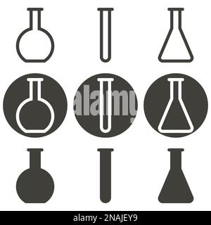 Ensemble d'objets sur le thème de la chimie, flacon Illustration de Vecteur