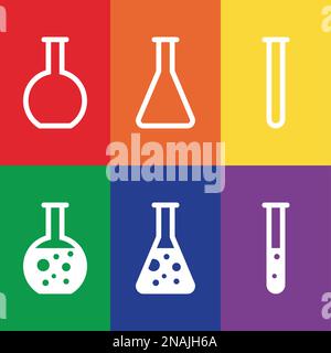 Ensemble d'objets sur le thème de la chimie, flacon Illustration de Vecteur