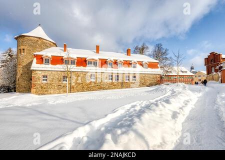 Photos de Wintry Harzgerode dans la vallée de Harz Selke Banque D'Images