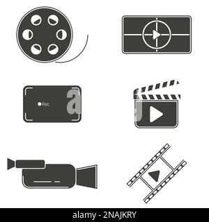 Ensemble d'objets sur le thème de la prise de vue vidéo, de la prise de vue Illustration de Vecteur