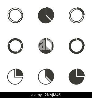 Ensemble d'objets sur le thème du cercle, icônes de diagramme Illustration de Vecteur