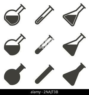 Ensemble d'objets sur le thème de la chimie, flacon Illustration de Vecteur