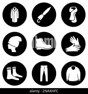 Ensemble d'icônes simples sur un thème vêtements pour hommes, vecteur, design, collection, plat, signe, symbole, élément, objet, illustration, isolé. Fond blanc Illustration de Vecteur